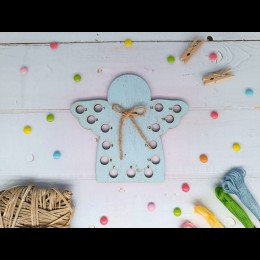 Wooden thread organizer - Blue angel