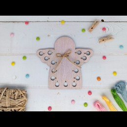 Wooden thread organizer - Pink angel