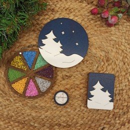 Wooden bead organizer - Winter forest