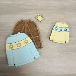 Wooden bead organizer - Blue sweater