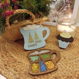Wooden bead organizer - Blue cup