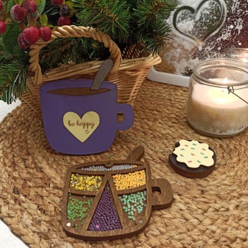 Wooden bead organizer - Purple cup