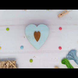 Wooden needle organizer - Blue heart