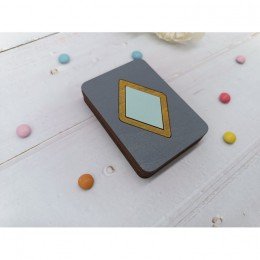 Wooden needle organizer - Turquoise rhombus