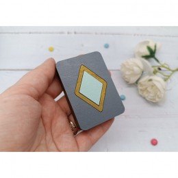 Wooden needle organizer - Turquoise rhombus