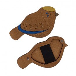 Wooden needle organizer - Bird blue