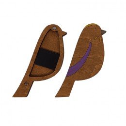 Wooden needle organizer - Bird purple