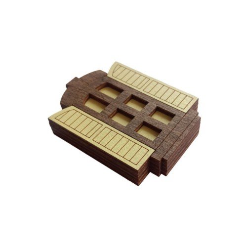 Organizador de agujas de madera - Ventana amarilla