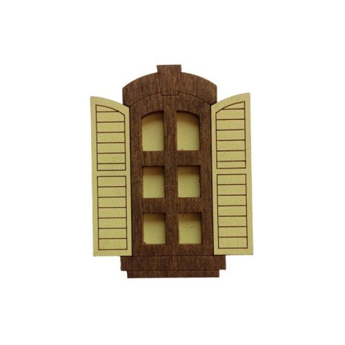Organizador de agujas de madera - Ventana amarilla