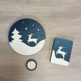 Organizador de agujas de madera - Ciervo de invierno