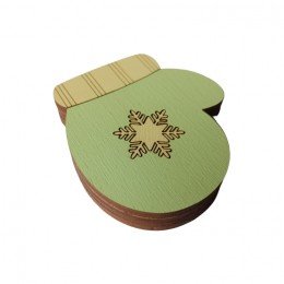 Wooden needle organizer - Green mitten