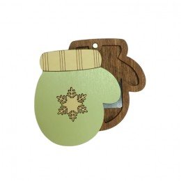 Wooden needle organizer - Green mitten