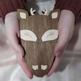 Wooden scissor case - Deer