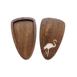 Wooden scissor case - Flamingos