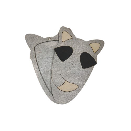 Wooden scissor case - Raccoon