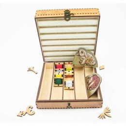 Thread and needle organizer - Walnut, 210 slots