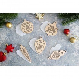 Bordado de madera en blanco - Juguetes de Navidad