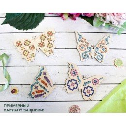 Bordado en blanco de madera - Mariposas