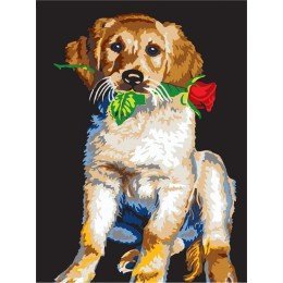 Printed tapestry canvas - Retriever with Rose