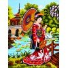 Cañamazo estampado - Escena japonesa