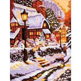 Printed tapestry canvas - Snowman by Lamplight