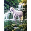Cañamazo estampado - Caballo blanco en la cascada