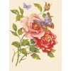Printed tapestry canvas - Pink Roses with Butterflies