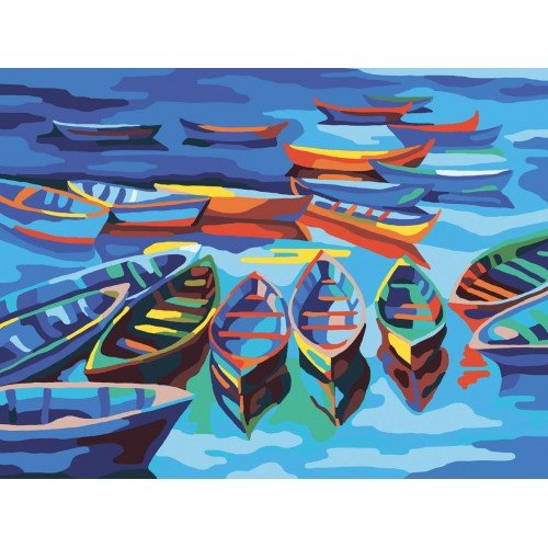 Cañamazo estampado - Barcos