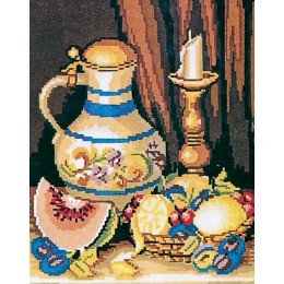 Printed tapestry canvas - Still Life, Carafe and Candle