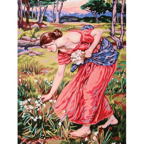 Cañamazo estampado - Recolección de flores del campo