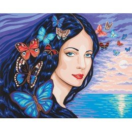 Printed tapestry canvas - Portrait with Buterflies