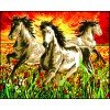 Cañamazo estampado - Caballos al atardecer