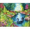 Cañamazo estampado - Cisnes negros