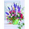 Cañamazo estampado - Flores de jardín en jarra verde