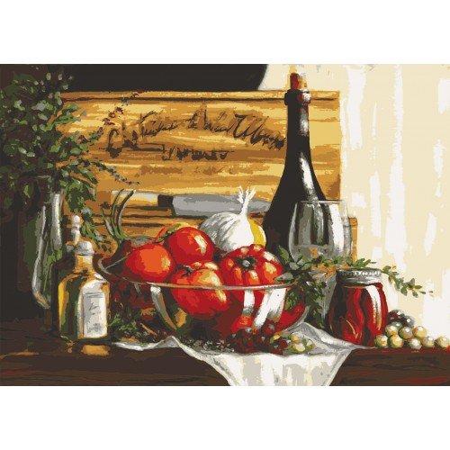 Printed tapestry canvas - Still Life With Peppers and Wine
