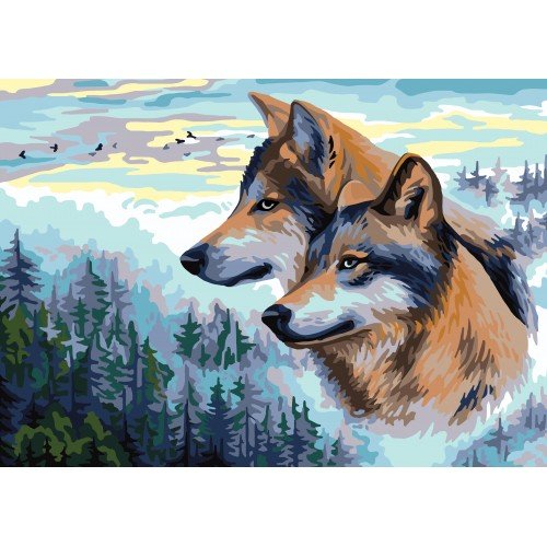 Printed tapestry canvas - Wolf couple