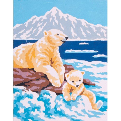 Cañamazo estampado - Oso polar y cachorro