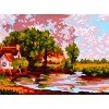 Cañamazo estampado - Evening by the Pond