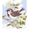 Cañamazo estampado - Pájaro en una rama