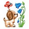 Cañamazo estampado - Cachorro con mariposa