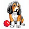 Cañamazo estampado - Cachorro con pelota