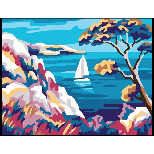 Cañamazo estampado - Rocas de colores