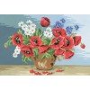 Cañamazo estampado - Flores de campo en cerámica