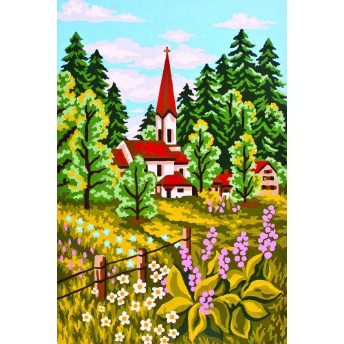 Printed tapestry canvas - Church in the Village