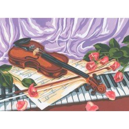 Printed tapestry canvas - Violin, Still Life