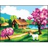 Cañamazo estampado - Escena de primavera