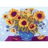 Printed tapestry canvas - Sunflowers in Blue Bowl
