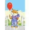 Cañamazo estampado - Gatito con globo rojo