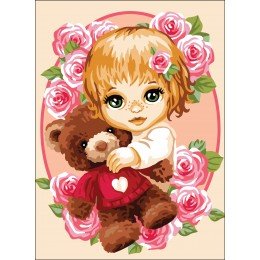 Printed tapestry canvas - Teddy bear for a girl