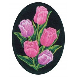 Printed tapestry canvas - Tulips, Oval